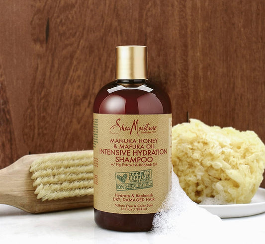 SheaMoisture Intensive Hydration Shampoo kuiville, vaurioituneille hiuksille Manuka hunajaa ja mafuraöljyä sisältämätön sulfaattiton 13 unssia