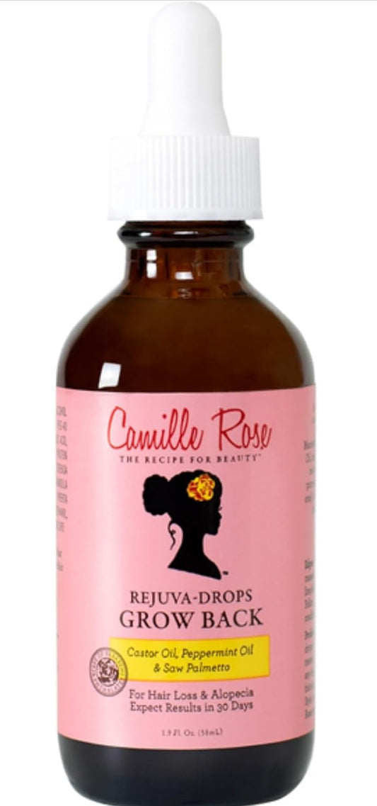 Camille Rose Rejuva Grow Back Drops, with Castor Oil, Peppermint Oil, and Saw Palmetto, for Hair Growth, 1.9 fl oz