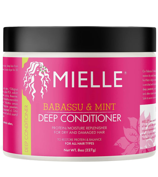 Mielle Organics Babassu & Mint Deep Conditioner with Protein, Moisturizing & Conditioning Deep Treatment, Hydrating Repair for Dry, Damaged, & Frizzy Hair, 8-Ounces