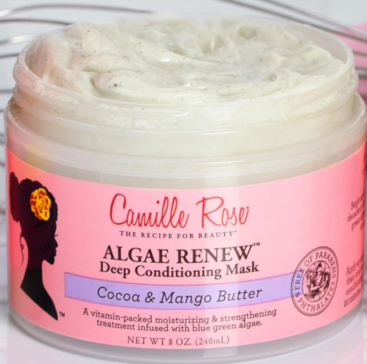 Camille Rose Algae Renew Deep Conditioning Hair Mask with Peppermint, Blue Green Algae & Mango Butter, to Strengthen and Moisturize, for All Hair Types, 8 oz