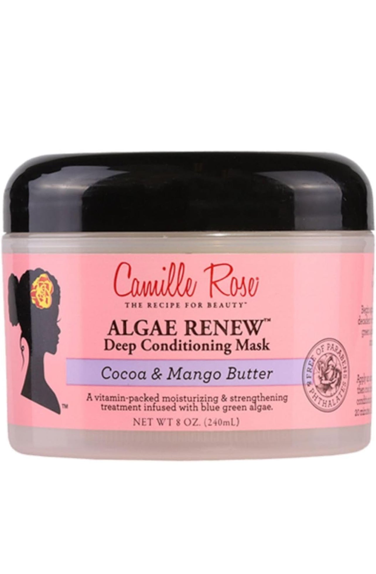 Camille Rose Algae Renew Deep Conditioning Hair Mask with Peppermint, Blue Green Algae & Mango Butter, to Strengthen and Moisturize, for All Hair Types, 8 oz